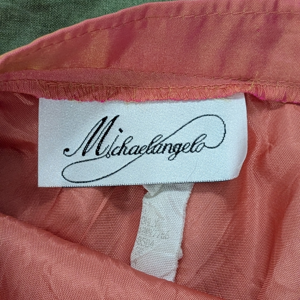 VTG Michaelangelo Iridescent Peaches & Cream Summer Sunset Maxi Skirt Sz 4 - Picture 8 of 10